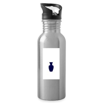 Mitternachtsblaue Vasen-Silhouette - Trinkflasche mit integriertem Trinkhalm - Lightsilver - Rechts