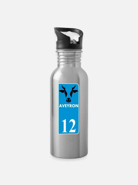 Aveyron - Gourde avec paille intégrée - argent clair