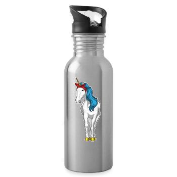 Einhorn Haarschleife - Trinkflasche mit integriertem Trinkhalm - Lightsilver - Rechts