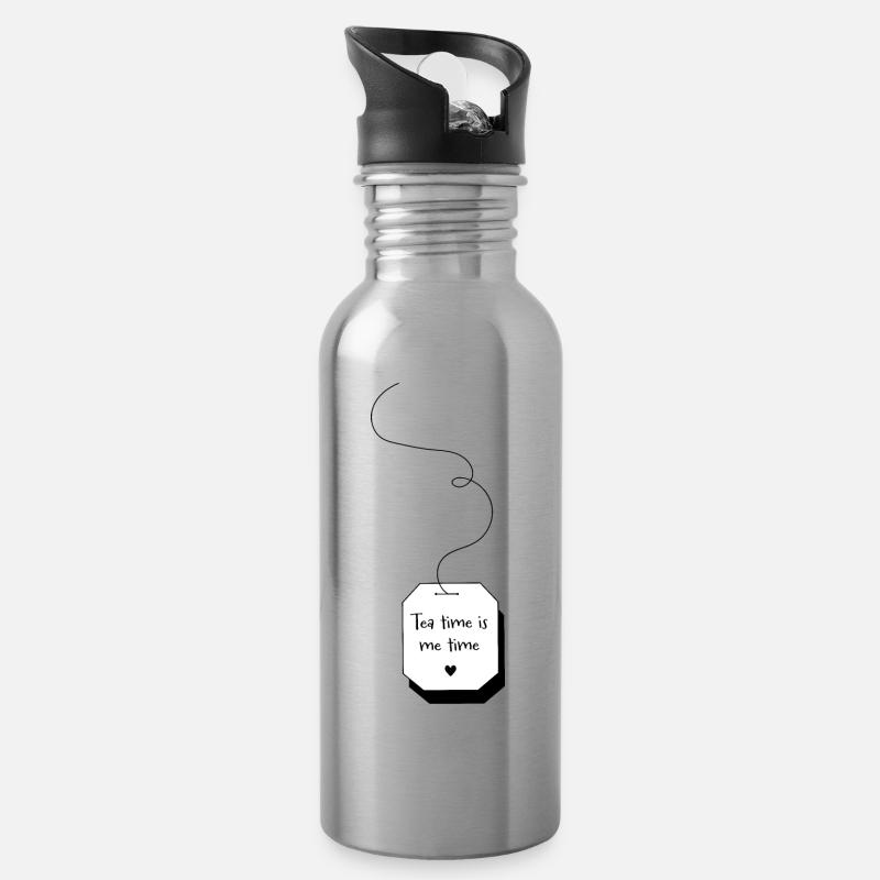 L’heure du thé - Gourde avec paille intégrée - argent clair