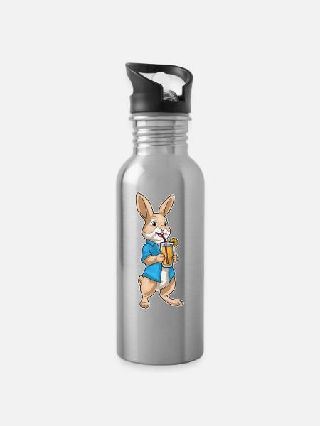 Hase Saft - Trinkflasche mit integriertem Trinkhalm - Lightsilver