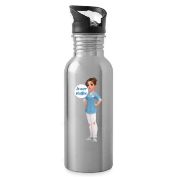Kaffee-Nurse: Cartoonpflegerin im Dienst - Trinkflasche mit integriertem Trinkhalm - Lightsilver - Rechts