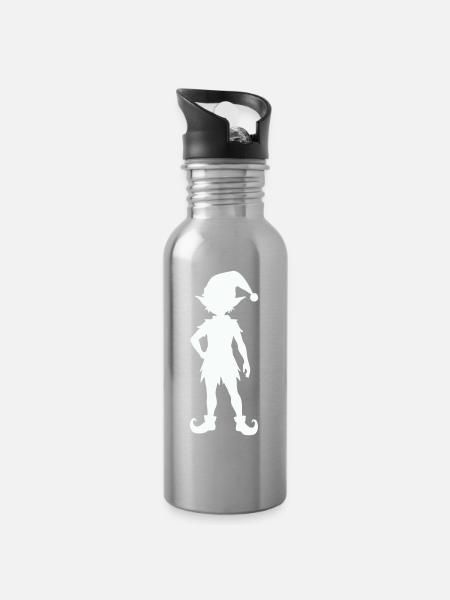 Elfe Kobold - Trinkflasche mit integriertem Trinkhalm - Lightsilver