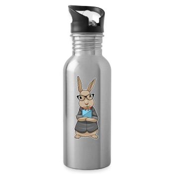 Hase Sekretärin Klemmbrett Büro - Trinkflasche mit integriertem Trinkhalm - Lightsilver - Rechts