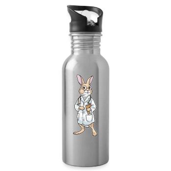 Hase Arzt Stethoskop - Trinkflasche mit integriertem Trinkhalm - Lightsilver - Rechts