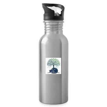 Chat dormeur sous arbre swirl - Gourde avec paille intégrée - argent clair - Droite
