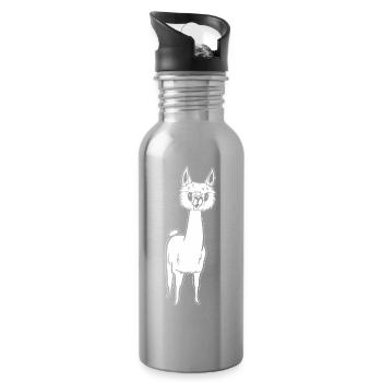 Alpaca cheeky and sweet - Water bottle with straw - silver - Right