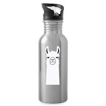 Adorable lama de dessin animé - Gourde avec paille intégrée - argent clair - Droite