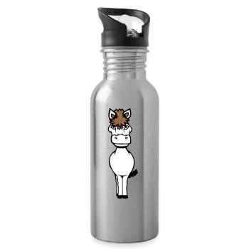Pferd Süß Pony Fohlen Pferdemädchen Niedlich Comic - Trinkflasche mit integriertem Trinkhalm - Lightsilver - Rechts