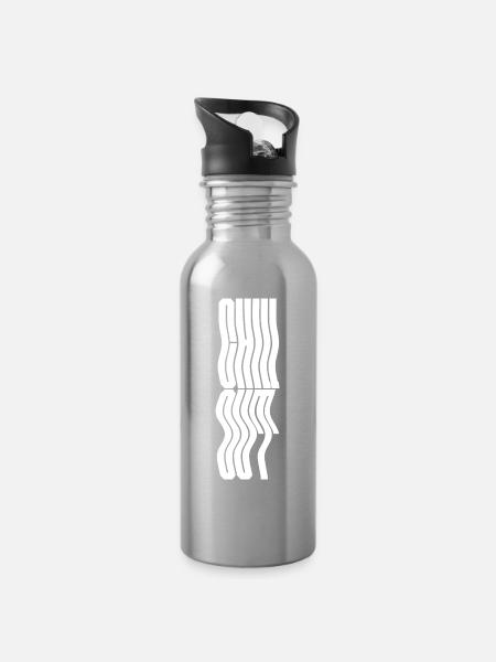 Chill Out welliges Typografie-Logodesign - Trinkflasche mit integriertem Trinkhalm - Lightsilver