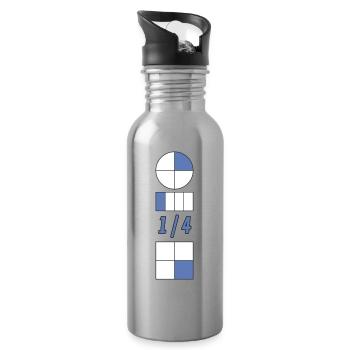 A Quarter is 25% Blue Quadrant Circle Geometrics - Water bottle with straw - silver - Right