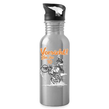 Bikerdesign Biker über 50 - Trinkflasche mit integriertem Trinkhalm - Lightsilver - Rechts