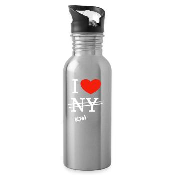Ich liebe Kiel - I love Kiel - Trinkflasche mit integriertem Trinkhalm - Lightsilver - Rechts