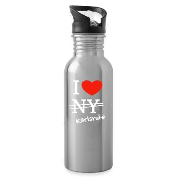 I love Karlsruhe - I love Karlsruhe - Water bottle with straw - silver - Right