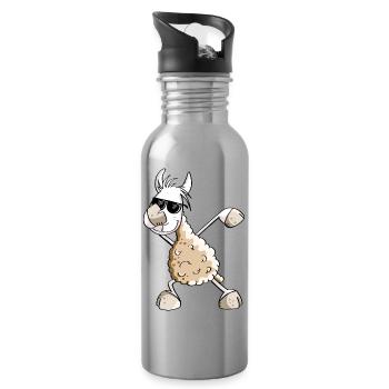 Cool Dab Dance Lama - Dabbing Alpaca - Comic Fun - Water bottle with straw - silver - Right