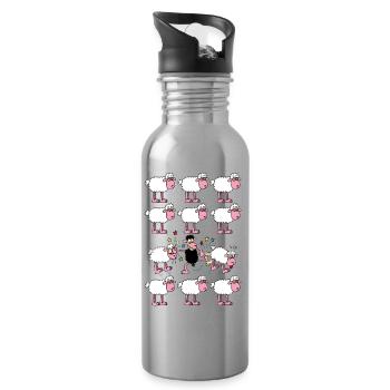 Schwarzes Schaf - Trinkflasche mit integriertem Trinkhalm - Lightsilver - Rechts