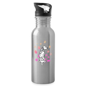Dalmatien coloré 03 - Gourde avec paille intégrée - argent clair - Droite