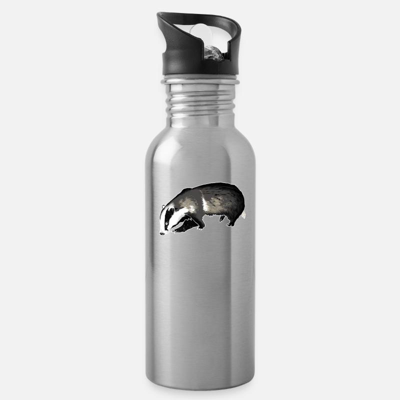 Dachs - Trinkflasche mit integriertem Trinkhalm - Lightsilver
