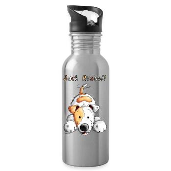 Playing Jack Russell - Gourde avec paille intégrée - argent clair - Droite