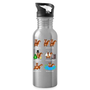 squirrels, rich squirrels, sheikh squirrels, - Water bottle with straw - silver - Right