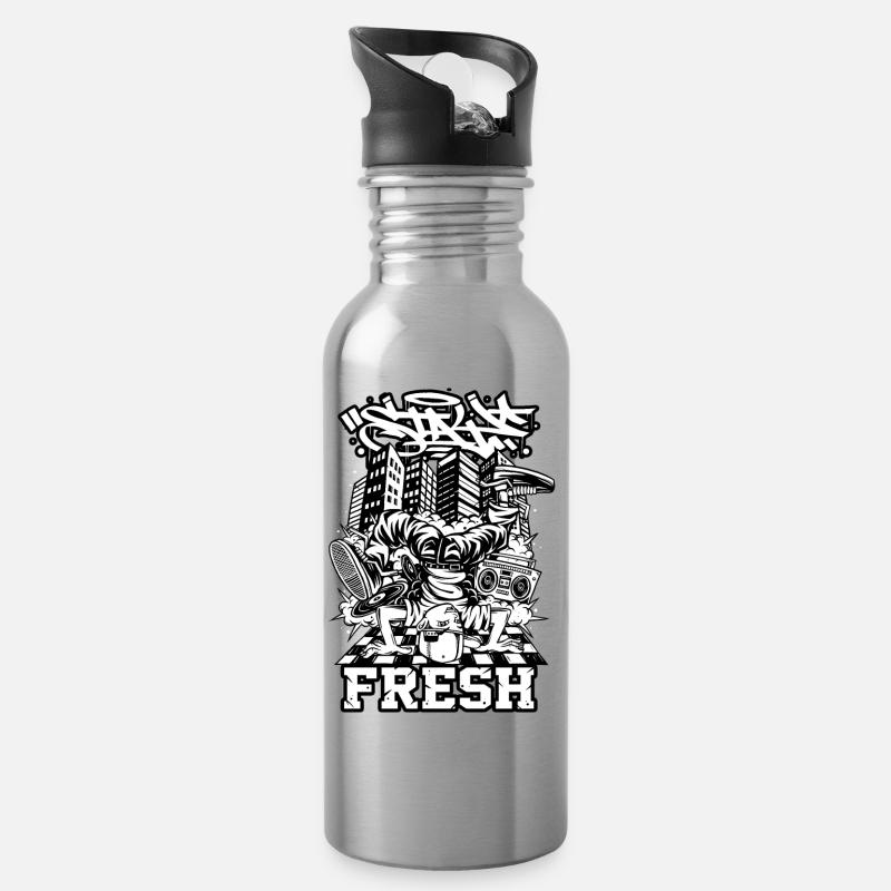 Breakdance B-Boy Streetdance Design Hip Hop Dance - Trinkflasche mit integriertem Trinkhalm - Lightsilver