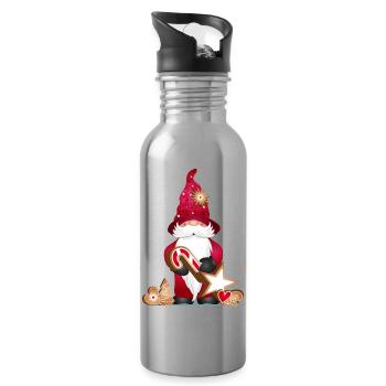 gnome sucré magique avec des biscuits de Noël - Gourde avec paille intégrée - argent clair - Droite