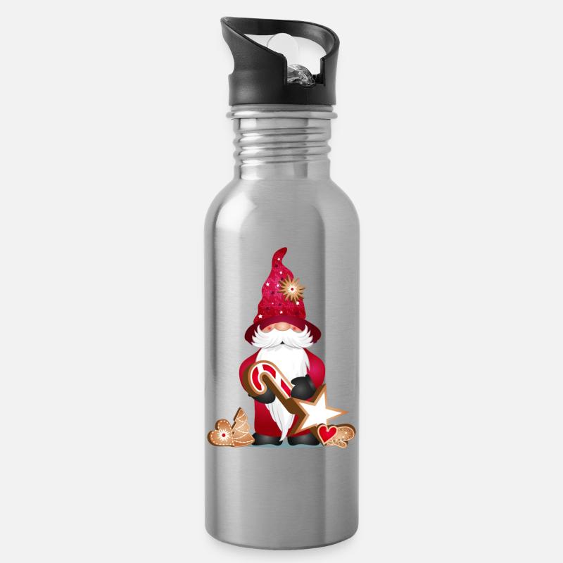 zauberhafter süßer Wichtel mit Weihnachtsplätzchen - Trinkflasche mit integriertem Trinkhalm - Lightsilver