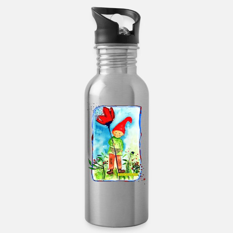 Zwerg - Trinkflasche mit integriertem Trinkhalm - Lightsilver