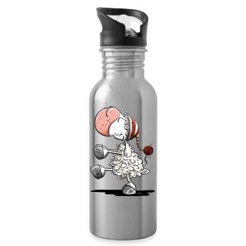 Sleepwalker sheep with sleeping cap - Water bottle with straw - silver - Right