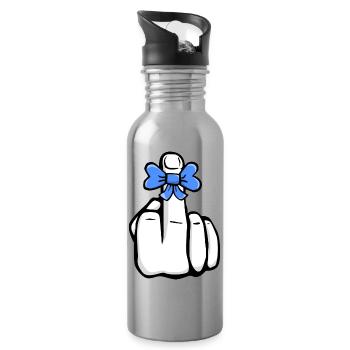 Hand Fuck You! Mittelfinger! süß cool Symbol - Trinkflasche mit integriertem Trinkhalm - Lightsilver - Rechts