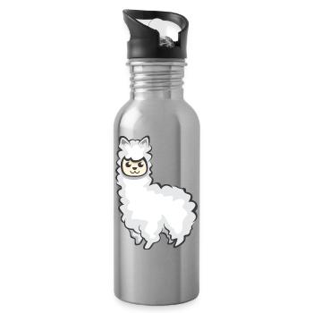 Alpaga Symbole Animal Ovins Illustration icône Graphique - Gourde avec paille intégrée - argent clair - Droite