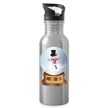 beautiful nostalgic snow globe with snowman - Water bottle with straw - silver - Right