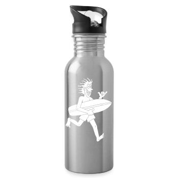 Ungeduldiger Surfer (weiß) - Trinkflasche mit integriertem Trinkhalm - Lightsilver - Rechts