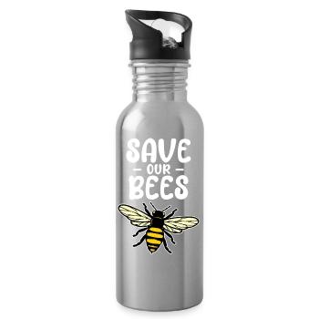 Species Protection, Animal Welfare, Bee, Environment, Earth, Nature - Water bottle with straw - silver - Right