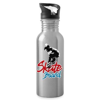 SKATE BOARD TSHIRT 2024 - Water bottle with straw - silver - Right