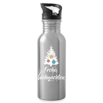 frohe weihnachten tannenbaum tanne icon Christbaum - Trinkflasche mit integriertem Trinkhalm - Lightsilver - Rechts