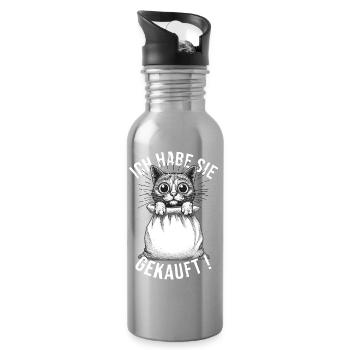 Sprichwort Katze Im Sack kaufen - Trinkflasche mit integriertem Trinkhalm - Lightsilver - Rechts