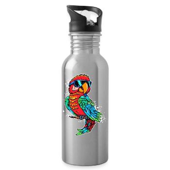 Bird Lover, Parrot, Animal, Bird, Pet, Jungle - Water bottle with straw - silver - Right