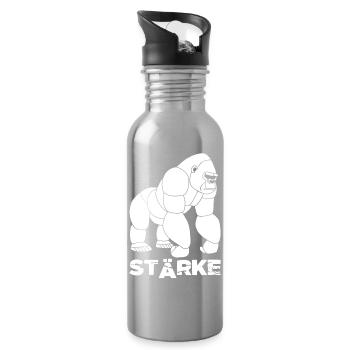 Gorilla-Stärke - Trinkflasche mit integriertem Trinkhalm - Lightsilver - Rechts