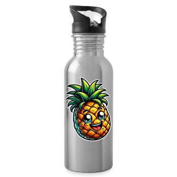 Pineapple - Water bottle with straw - silver - Right