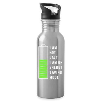 I am not lazy - Water bottle with straw - silver - Right