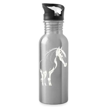 Cheval majestueux - Gourde avec paille intégrée - argent clair - Droite