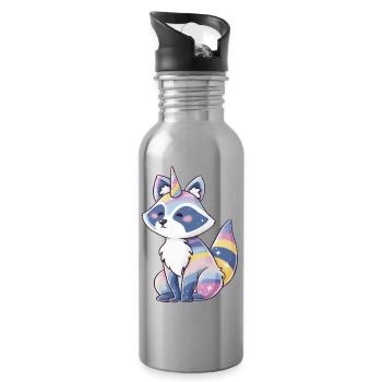 Raccoonicorn Dreams - Water bottle with straw - silver - Right