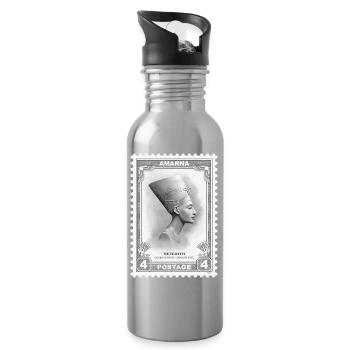 Timbre Néfertiti - Gourde avec paille intégrée - argent clair - Droite