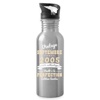 20th Anniversary - Vintage - September 2005 - Water bottle with straw - silver - Right