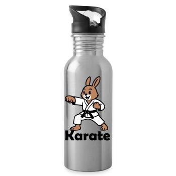 Karate Hase - Trinkflasche mit integriertem Trinkhalm - Lightsilver - Rechts