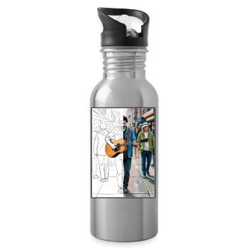 Street musicians in urban style - Water bottle with straw - silver - Right