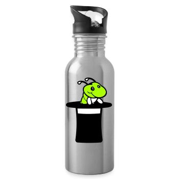 Raupe Zylinder Hut Magier Zauberer Zaubertrick süß - Trinkflasche mit integriertem Trinkhalm - Lightsilver - Rechts