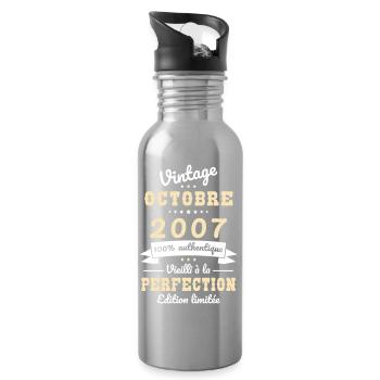 18th Birthday - Vintage - October 2007 - Water bottle with straw - silver - Right