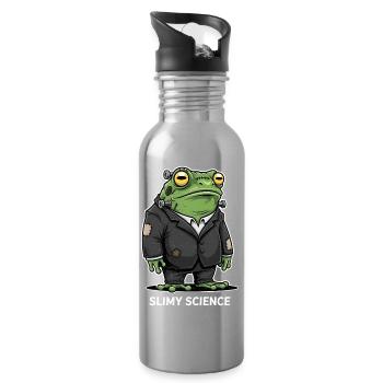 Frog scientist in suit Halloween - Water bottle with straw - silver - Right
